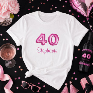 Chic Zwarte Roze Nep Glitters 40e Verjaardag  T-shirt