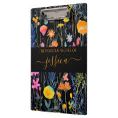 Chic zwarte waterverf wilde bloemen naam Recept Klembord (Links)