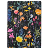 Chic zwarte waterverf wilde bloemen naam Recept Klembord (Achterkant)