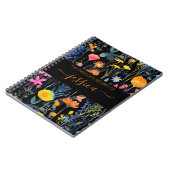 Chic zwarte waterverf wilde bloemen naam Recept Notitieboek (Linkerzijde)