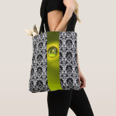 CHIC ZWARTE WITTE DAMASK, GEMSTONMONOGRAM TOTE BAG (Dichtbij)