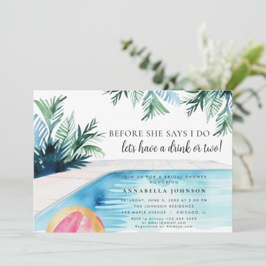 Chic zwembad party vrijgezellenfeest hebben een dr kaart (Staand voorkant)