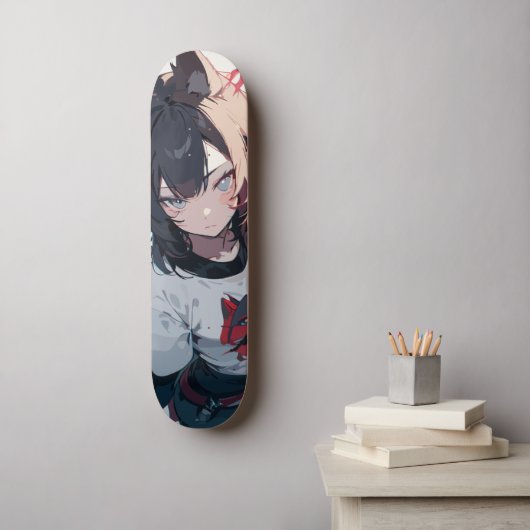 Chica Cat Persoonlijk Skateboard (Muurkunst)