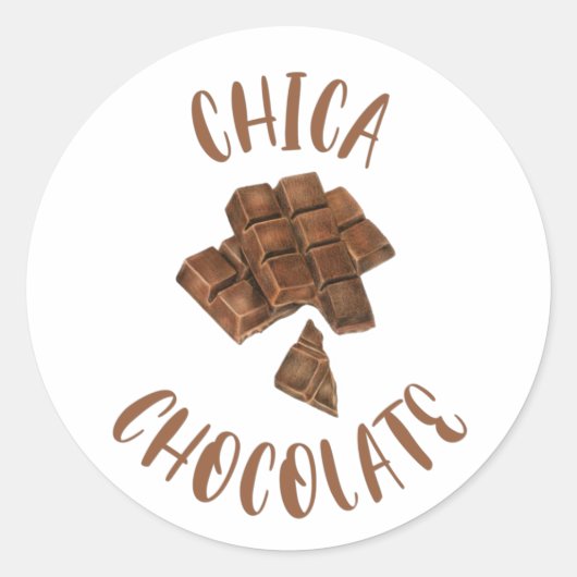 Chica Chocolate The Chocolate Girl Ronde Sticker (Voorkant)
