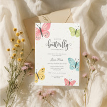 Chica de invitación a Baby Shower para mariposa