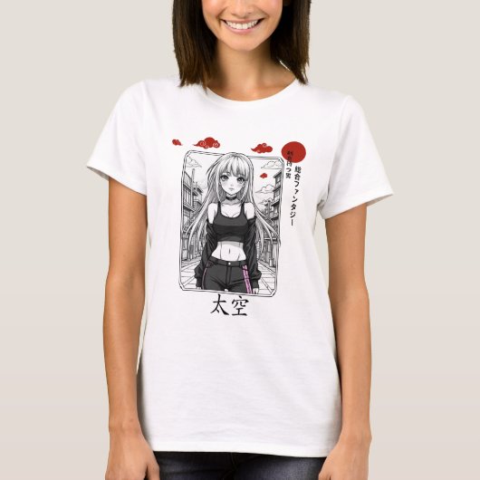 Chica de Samurai en la ciudad T-shirt (Voorkant)