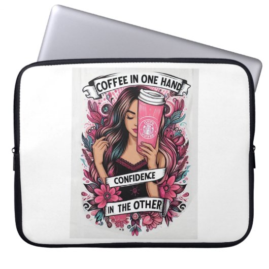 Chica del café laptop sleeve (Voorkant)