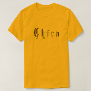 Chica gotische zwartletter film slogan t-shirt