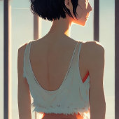 Chica usando shorts de mezclilla ilustración anime perfect poster