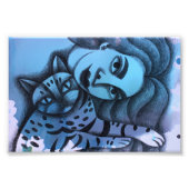 Chica y su gato foto afdruk (Voorkant)