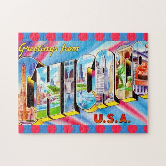 Chicago 11x14 Colorful Postcard Puzzle Legpuzzel (Horizontaal)