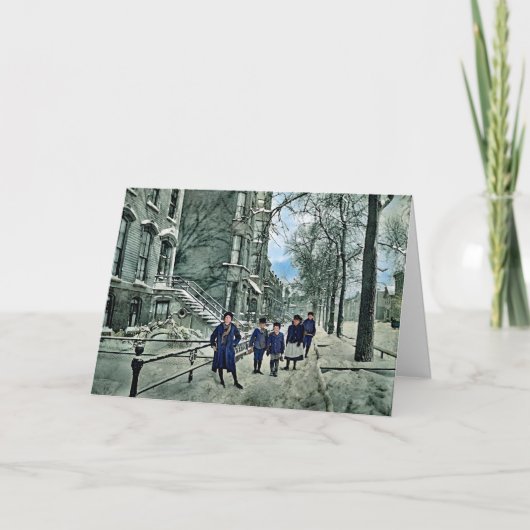 Chicago 1898 Kinderen in Winter Snow Lincoln Park Feestdagen Kaart (Voorkant)