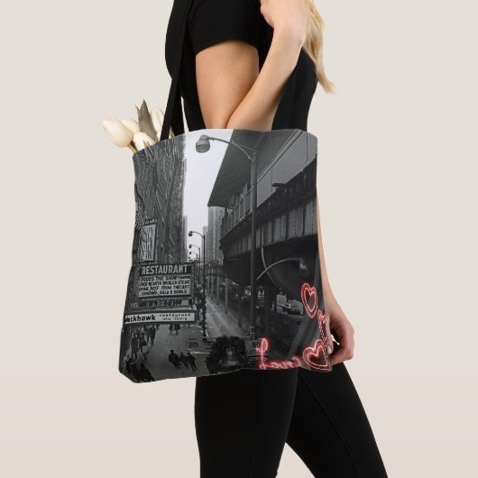 Chicago 1960: Blackhawk Restaurant Sign Neon Love Tote Bag (Dichtbij)