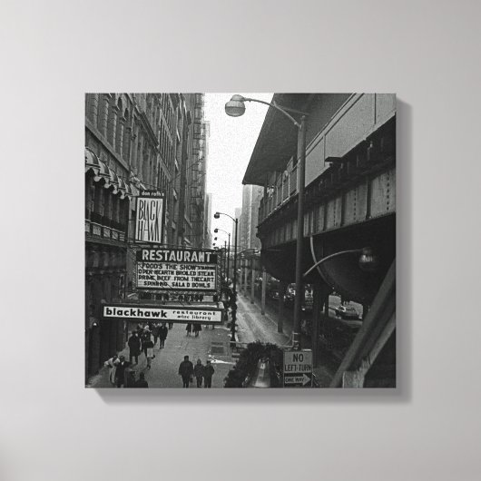 Chicago 1960 Blackhawk Restaurant Sign Street Canvas Afdruk (Voorkant)