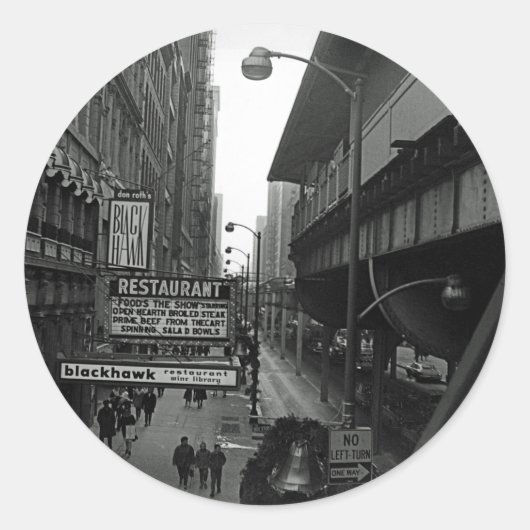 Chicago 1960 Blackhawk Restaurant Sign Street Ronde Sticker (Voorkant)