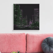 Chicago 1967 Michigan Avenue Neon Night Glow Foto Canvas Afdruk (Insitu (Woonkamer))