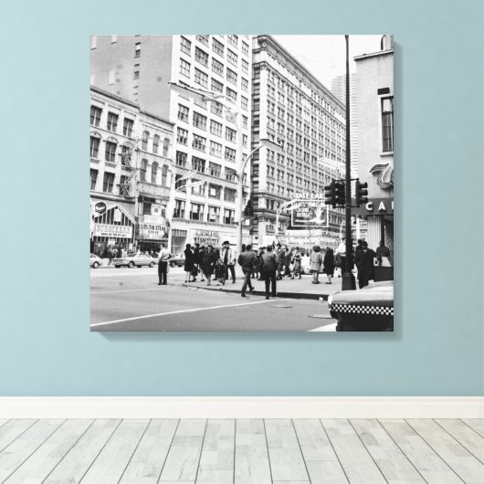 Chicago 1967 State and Lake Theater Royale Canvas Afdruk (Insitu (Houten vloer))