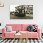 CHICAGO 63RD EN WESTERN 1952 TROLLEY ART SEPIA CANVAS AFDRUK (Insitu (Woonkamer))