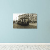 CHICAGO 63RD EN WESTERN 1952 TROLLEY ART SEPIA CANVAS AFDRUK (Insitu (Houten vloer))