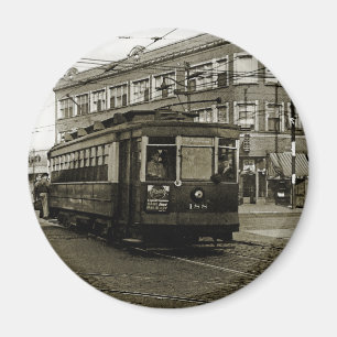 CHICAGO 63RD EN WESTERN 1952 TROLLEY ART SEPIA MAGNEET