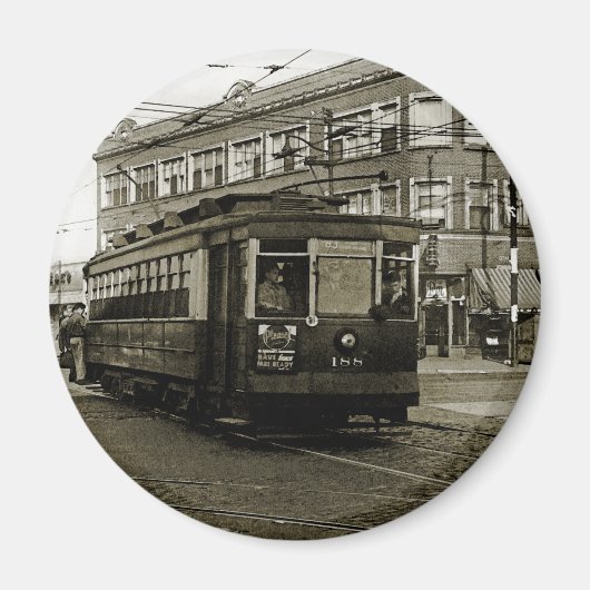 CHICAGO 63RD EN WESTERN 1952 TROLLEY ART SEPIA MAGNEET (Voorkant)