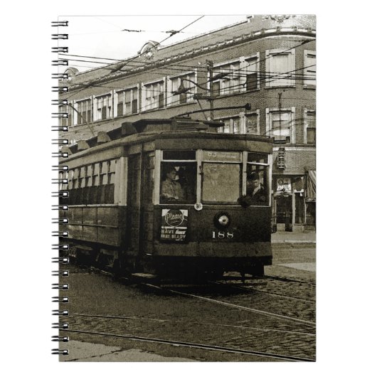 CHICAGO 63RD EN WESTERN 1952 TROLLEY ART SEPIA NOTITIEBOEK (Voorkant)