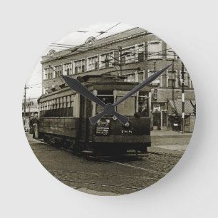 CHICAGO 63RD EN WESTERN 1952 TROLLEY ART SEPIA RONDE KLOK