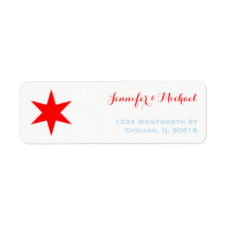 Chicago 6-punts Sjabloon Star Label | Rood Blauw