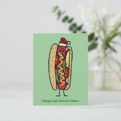 Chicago-achtige hotdogs kerstkerstkerstman feestdagenkaart (Staand voorkant)