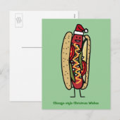 Chicago-achtige hotdogs kerstkerstkerstman feestdagenkaart (Voorkant / Achterkant)