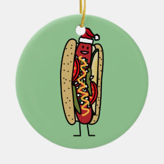 Chicago-achtige hotdogs kerstkerstkerstman keramisch ornament