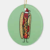 Chicago-achtige hotdogs kerstkerstkerstman keramisch ornament (Links)