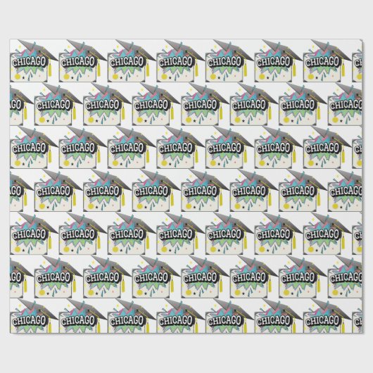 Chicago Afstuderen Cadeaupapier (Vlak)