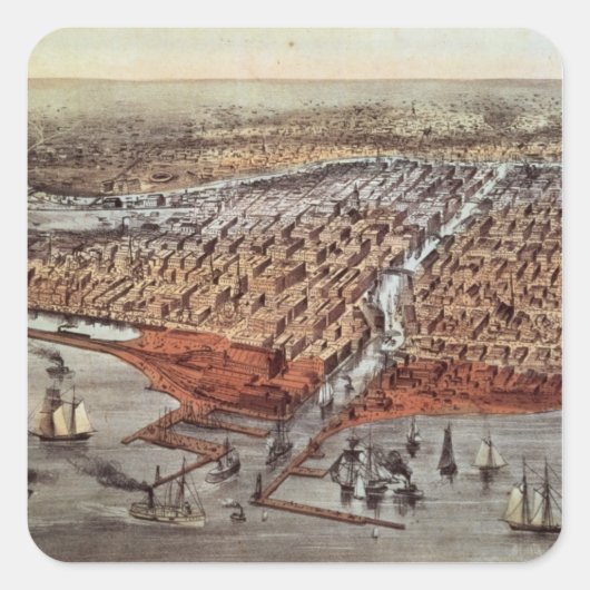 Chicago als het ware, c.1880 vierkante sticker (Voorkant)