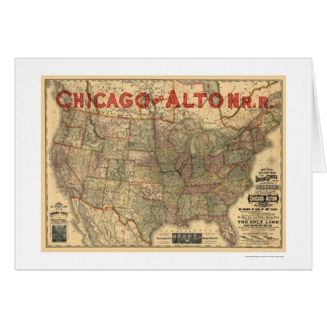 Chicago & Alton Railroad Map 1883 (Voorkant Horizontaal)