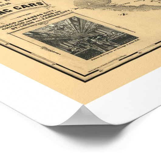 Chicago & Alton Railroad Map 1883 Poster (Hoek)