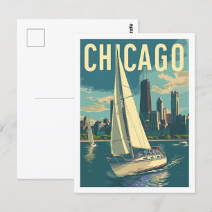 Chicago America Vintage Beroemde Reisplaats Briefkaart