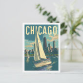 Chicago America Vintage Beroemde Reisplaats Briefkaart (Staand voorkant)
