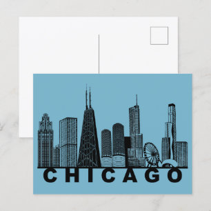 Chicago Ansichtkaart – Iconische Silhouet van het  Briefkaart