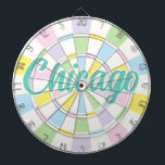 Chicago Aquamarijn tekst op witte en pastelkleuren Dartbord<br><div class="desc">Chicago Aquamarijn Gekleurde tekst op wit en pastel kleuren Dart Board Game Inclusief 6 messing darts 🎯Personaliseer met jouw tekst of naam door de personalisatieoptie te selecteren. Laat het me weten als u aanvullende vragen heeft en omdat de klantenondersteuning van Zazzle de klantervaring afhandelt, kunt u Zazzle-klantenondersteuning bereiken via chat,...</div>