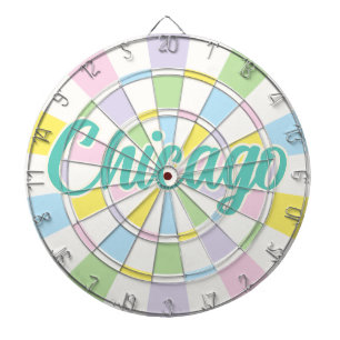 Chicago Aquamarijn tekst op witte en pastelkleuren Dartbord