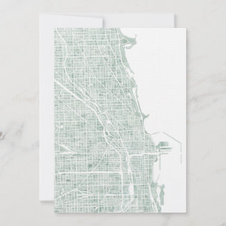 Chicago aquarel kaart zeeglas blauw groen