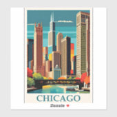 Chicago art deco illustratie sticker (Vel)