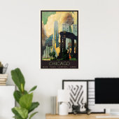 Chicago Art Deco Reisposter 1929 Vintage Afdruk Poster (Thuiskantoor)