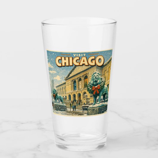 Chicago Art Institute in winter poster Glas (Voorkant)