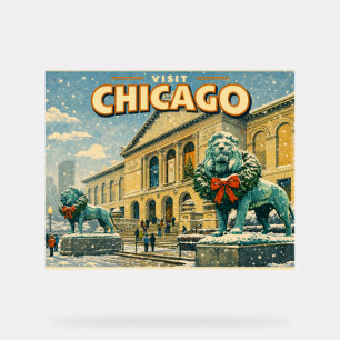 Chicago Art Institute in winterposter Acryl Bord