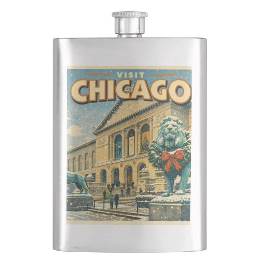 Chicago Art Institute in winterposter Flacon (Voorkant)