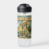 Chicago Art Institute in winterposter Waterfles (Voorkant)