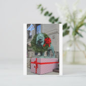 Chicago Art Institute Leeuw Decorated voor Kerstmi Feestdagenkaart (Staand voorkant)