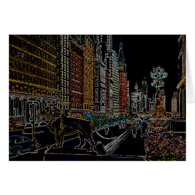 CHICAGO ART INSTITUTE LIONS MICHIGAN AVE NEON 1930 (Voorkant Horizontaal)